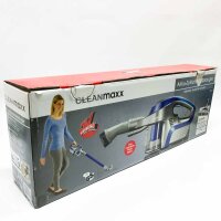 CLEANmaxx Akku-Zyklon-Staubsauger beutellos mit Akku | 2-in-1 Handstaubsauger, elektrisch rotierende Power-Rotation Düse | Energiesparen, 150 Watt [Blau/Grau]