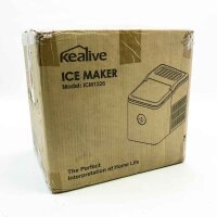 Ice cubes, 12 kg 24 hours, 9 ice cubes in 6 minutes, with LED display, 2l water tank, and ice shovel and basket, ice cube manufacturer for party, office, bar, motorhome, Kealive model: ICM1226 (silver)