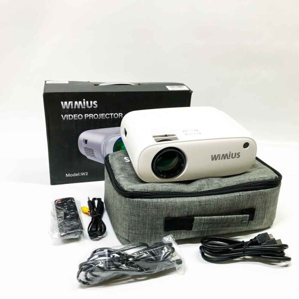Mini Beamer WiFi Bluetooth, Full HD 7000 Lumen Heimkino Projektor Support 4K Video WiMiUS LCD Beamer mit Tragetasche, 300" Display, 50% Zoom, LED Beamer