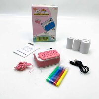 DIY instant digital camera for children in pink, camera for children with colored pencils to paint the pictures
