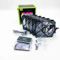 GIM RGB Fan PC 5 Pack, 120mm ARGB Fan with Cooling, 3Pin 5V RGB Motherboard PC Fan, Speed ​​Control by Controller, Black