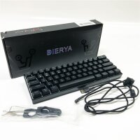 Dierya DK61 Pro 60% Gaming keyboard, 61 keys Bluetooth 5.1 Wireless/Wired Mechanical keyboard with RGB backlight and PBT key cap waterproof hot-swap-compatible (black switch) (black, qwerty)