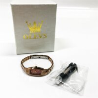 Olevs womens bracelet, red gold, elegant, square, narrow, small, diamond, analogous, quartz, waterproof, for women