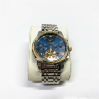 OLEVS Herrenuhren Automatik Skelett Mechanische Luxus Kleid Armbanduhr mit Mondphase Tag Datum Wasserdicht Leuchtende Zweifarbige Uhr (gold)