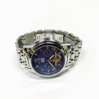 OLEVS Mens Watches Automatic Skeleton Mechanical Golden Dress Watch with Diamond Tourbillon Day Date Waterproof Luminous Two-Tone Watch (Silver)