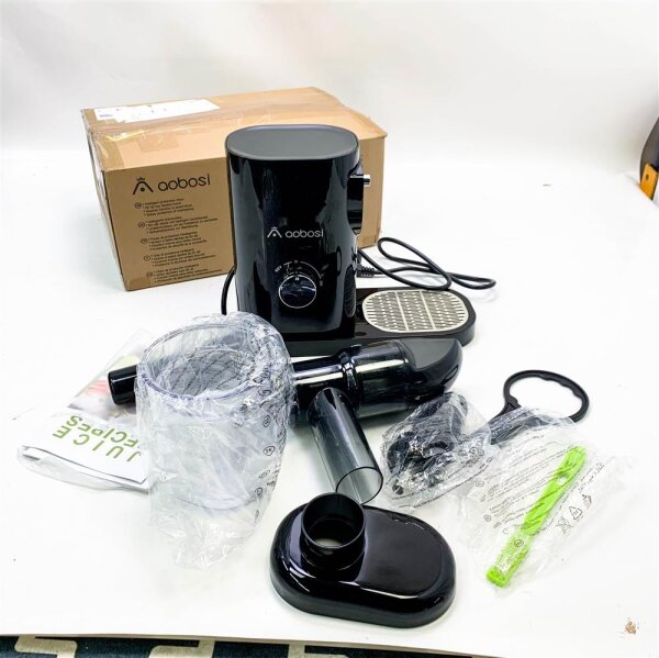 Aobosi Slow Juicer Vegetable and Fruit Professional Juicer with Quiet Motor & Reverse Function & Juice Jug & Cleaning Brush, BPA-Free (150 Watt/Black)