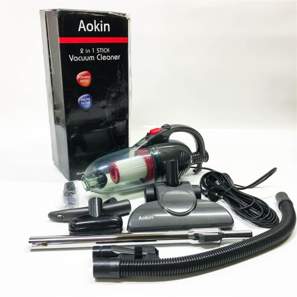 Aokin vacuum cleaner with cable, 15 kpa 2in1 cyclone stem vacuum cleaner, 800W super suction, hand vacuum cleaner, telescopic pole, 7 m wire, hepa, 1.0l dust container