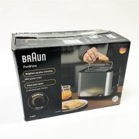 Braun PurShine Toaster HT1510 BK – Doppelschlitz-Toaster, 8 Röstgrade, Aufwärm- & Auftaufunktion, Ausziehbare Krümelschale, 900 Watt, Schwarz