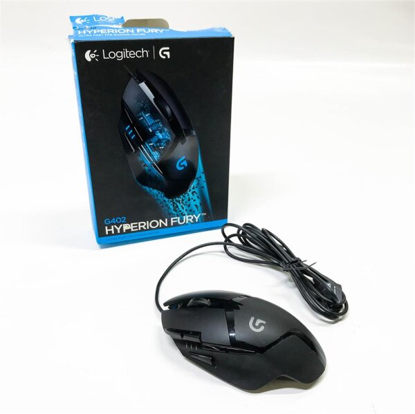 Logitech G402 Hyperion Fury USB Gaming Mouse with cable, optical tracking 4,000 dpi, low weight, 8 programmable buttons, PC/Mac - black