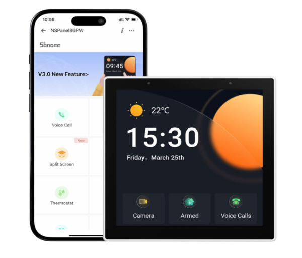 SONOFF NSPanel Pro Smart Home-bedieningspaneel, ingebouwde Zigbee 3.0 Hub, draadloze thermostaat, app-bediening, slimme scène, oproepintercom (wit)