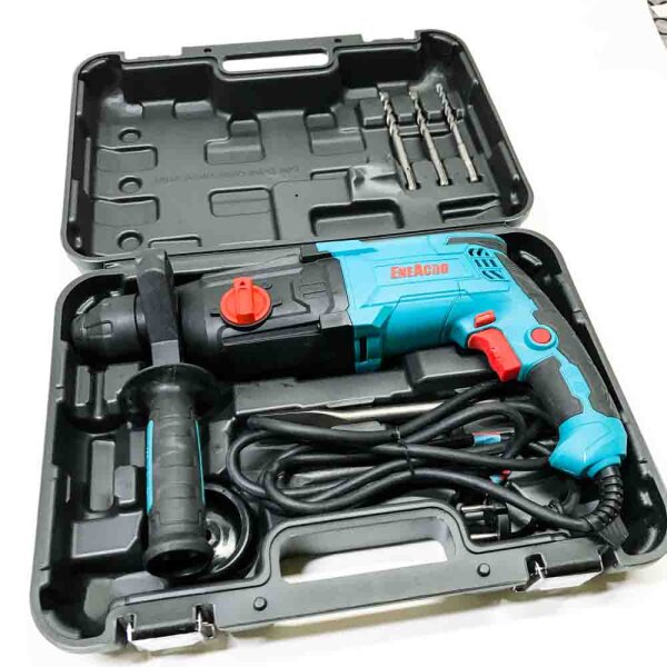 ENEACRO SDS -Plus Bohrhammer, 6 variable speed with 4 functions, safety clutch, 26 mm drilling power in concrete - including 3 drills, 2 chisel and boxing