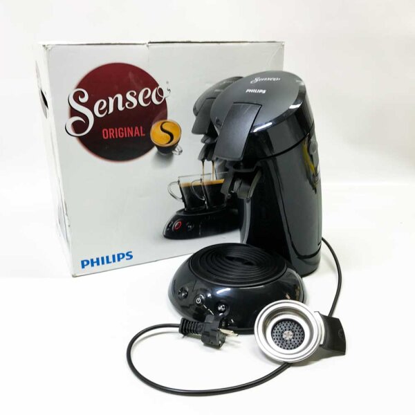 Philips Senseo Original Kaffeepadmaschine mit Crema Plus, 1450 W, 0.7 Liter, 21.3 x 31.5 x 33 cm, Schwarz (HD6553/67), Kratzer an Verschlussklappe