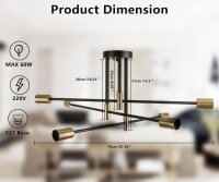 KMaipem Sputnik Vintage Schlafzimmer-Kronleuchter, 6 verstellbare Lichter, schwarz-goldene moderne industrielle Messing-Deckenleuchte für Esszimmer, klassische Küchen  (20 Sep 2023 11:24:52:877) (autom. erstellt) (autom. erstellt) (autom. erstellt)