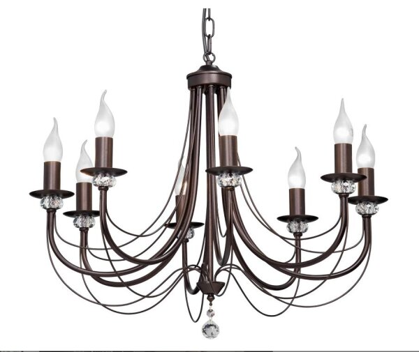 VITALUCE chandelier, VE1798-8/8, elegant style, 8-bulb x E14 max 40W, color: brown, material: metal, H109xW63xL63, 3.1 kg