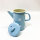 Mouth enamel - coffee pot, teapot - 1.6 liters - light blue with white dots - nostalgic