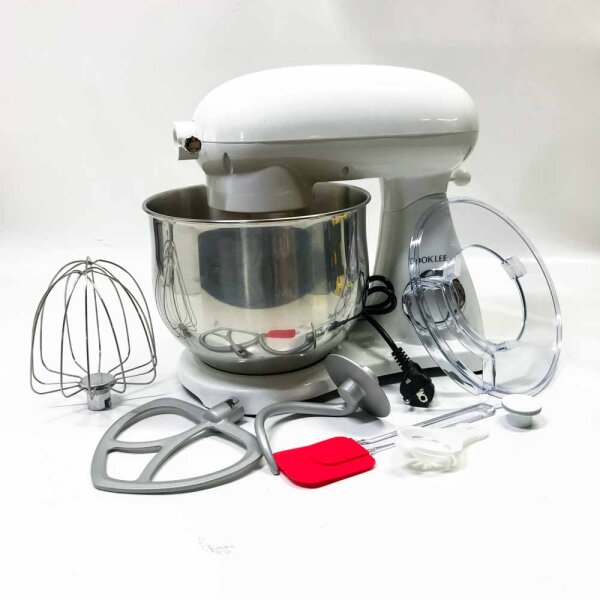 COOKLEE Robot Pâtissier 1800W 8L Petrin Métalique Professionnel Multiplication Électrique 10+1 Vitesses avec Crochet Pétrisseur Batteur Fouet à Fil Bol en Acier Inoxydable Couvercle