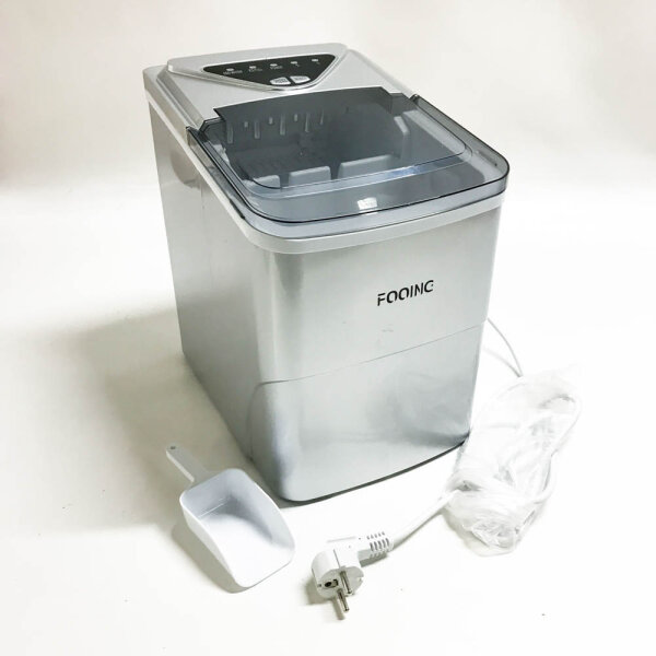 Eiswürfelmaschine, Ice Maker mit Selbstreinigungsfunktion,15kg/24h, 9 Eiswürfel in nur 6 Minuten. Gerauscharmem Betrieb, Ice Cube Maker, Eiswürfelbereiter für den Einsatz in Haushalten, Büros , Silber