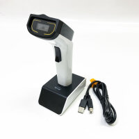 Netum DS5000 Bluetooth 1D barcode scanner, hands-free CCD barcode reader with stand and integrated memory, works with Mac OS, Windows, iOS, Android and transmits up to 50 meters