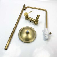 Fyheast ancient shower column with a hand shower with brown battery made of brass and height-adjustable shower head 80-120 cm