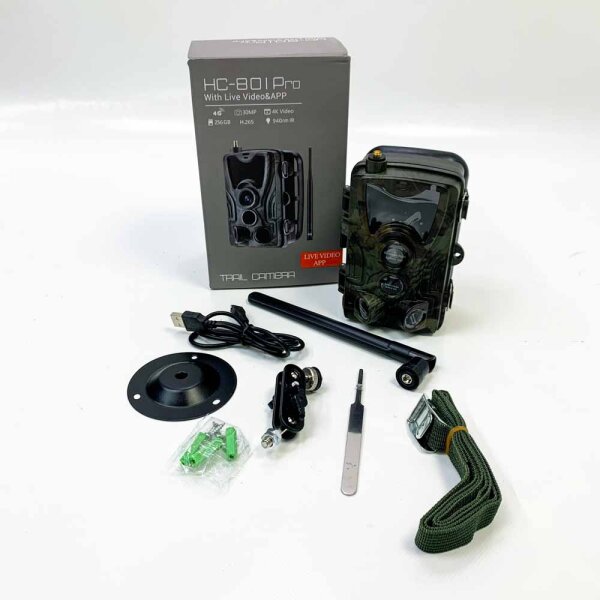 SUNTEKCAM, HC-801 Pro, app 4G night hunt camera, 4K 36MP Photo falle, invisible infrared hunting camera 16 GB SD card JägerMamera