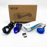NETUM Upgrade Mini Wireless QR Barcode Scanner, 3 in 1 Bluetooth Tragbare Tasche Kleiner 1D 2D Strichcodeleser, Automatisch Schnelles, Präzises Scannen für POS, C850 Weiß