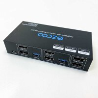 8k HDMI 2.1 KVM Switch Dual Monitor USB 3.0 2 ports with Hotkey 8k 60Hz 4k 120Hz 48GBPS HDCP2.3 HDMI Extended Display Share 2 PC with a keyboard mous HDR D-Olby VRR IR remote control