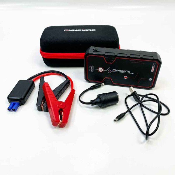 FNNEMGE Starthilfe Powerbank 2000A 21800mAh (Bis zu 8,0 L Benzin oder 6,5 L Diesel) Auto Starthilfe Supersafe Tragbare Auto Batterie Upgrade Booster und Intelligentes Starthilfekabel