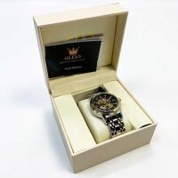 OLEVS Herrenuhren Automatik Skelett Gold Schwarz Mechanische Armbanduhr mit Diamant Wasserdicht Leuchtende Männer Uhr