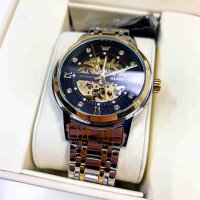 Olevs mens watch automatic skeleton gold black mechanical wristwatch with diamond waterproof shining men clock