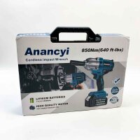 Anancyi Akku Drehschlagschrauber 21V, 850N.m, 1/2" Brushless Schlagschrauber, 1x4,0Ah Akkus, 6Schlagstecknüsse, (Nur Maschine) passend für Makita Akkus BL1830(B), BL1840(B), BL1850(B), BL1860B