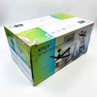 KPUY Deckenventilator mit Licht und Fernbedienung, mit 5 Sperrholzflügeln, 3-farbig dimmbarem LED-Licht, leisem und umkehrbarem 6-Gang-Gleichstrommotor (132 cm, Mattschwarz)