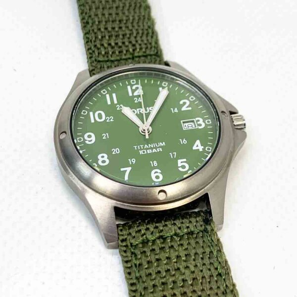 Lorus mens wristwatch RG875CX9 (RXD425L8 new edition), green, straps