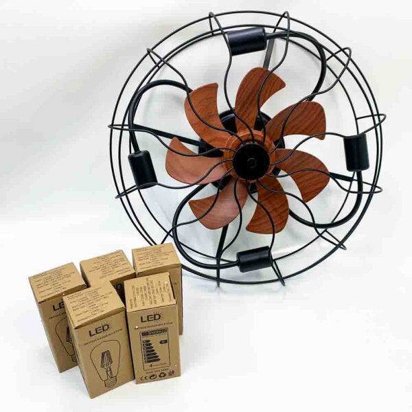 KPUY Retro Deckenventilator mit Licht und Fernbedienung, 6 Stufen der Windgeschwindigkeit (50 cm, Schwarz)