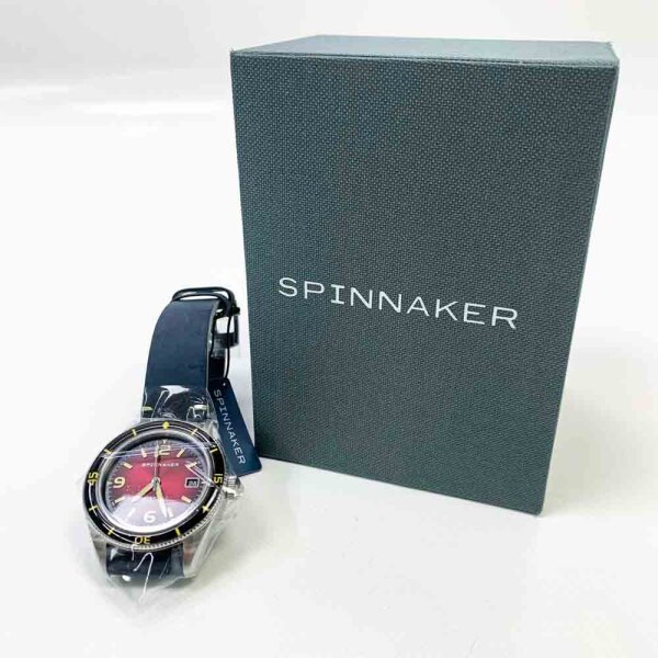 Spinnaker men 43mm Fleuss Automatic Oxblood Red Uhr with real leather band SP-5055-07