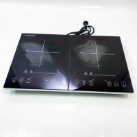 AMZ boss Induction hob 2 plates, double induction coke plate with independent control, 10 temperature levels, several power levels, 3500W, 3-hour timer, safety lock