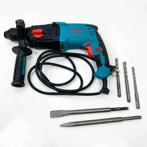 ENEACRO SDS-Plus hammer drill, 6 variable speeds with 4 functions, safety clutch, 26 mm drilling capacity in concrete - including 3 drills, 2 chisels and boxes