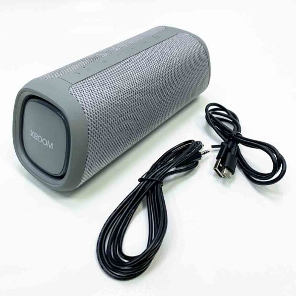 LG XBOOM Go DXG5, tragbarer Bluetooth-Lautsprecher (20 Watt, Google Assistant, Siri, Beleuchtung), Grau