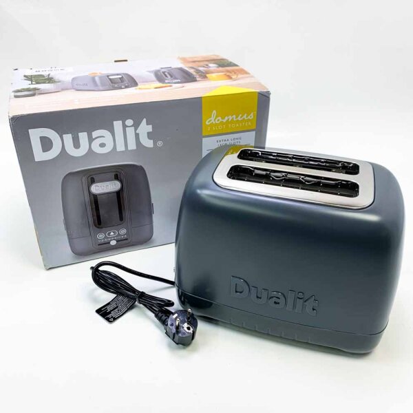 Dualit Domus Toaster 2 slices - gray - Extra long slots for large bread slices - Bagel & Toaster Function - Peek & Pop® function