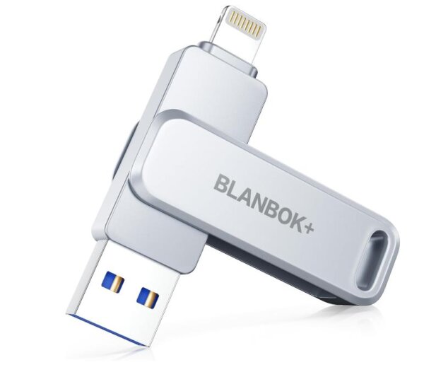 BLANBOK Apple USB Stick 128G Externer Speicherstick für iPhone mit Lightning Backup für iPhone/iPad/Android/PC