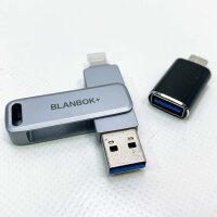 BLANBOK+ Apple USB Stick 256G Phone External iPhone Stick Memory Stick USB External Memory Stick for iPhone Photostick Lightning Backup for iPhone/iPad/Android/PC