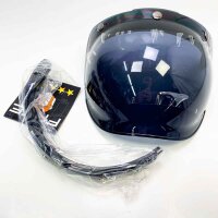 Vracing Helmvisier, jet and integral helmet, individual retro-vintage bladder visor with 3 height-adjustable folding mechanism (Dark Smoke)