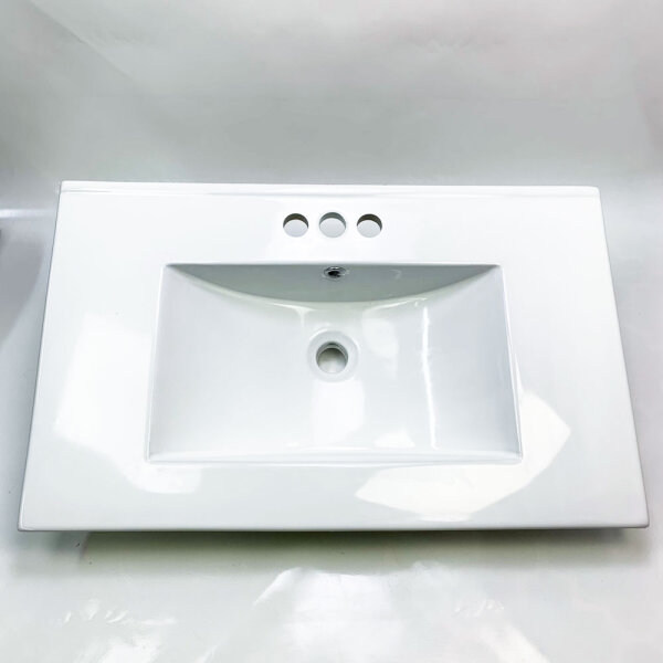 MEJE MJ-675E 76.5 x 46 cm white ceramic sink with 3 tap holes