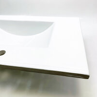 MEJE MJ-675E Waschbecken, 76,5 x 46 cm, weiße Keramik mit 3 Wasserhahnlöchern