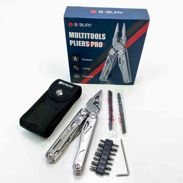 BIBURY Multitools, faltbare Zange mit Schere und Schraubendreher