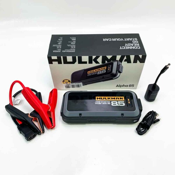 Hulkman Alpha 85 (without charger & used) Start-up aid Powerbank 2000a 20000mAh Auto Starter For up to 8.5l petrol and 6l diesel engines with boost function for completely empty battery 12V lithium.