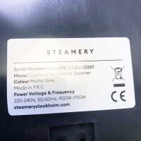 Steamery Vertikal Steamer Dampfglätter Cumulus No.3 für Heim, 1750W, Aufhänger, 60 Minuten intensives Dampfen, Faltenentferner, Grau