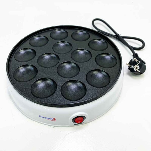 bestron Poffertjes-Maker APFM700W Sweet Dreams, 800 W, im Retro Design, Mini Pfannkuchen Automat, mit Antihaftbeschichtung