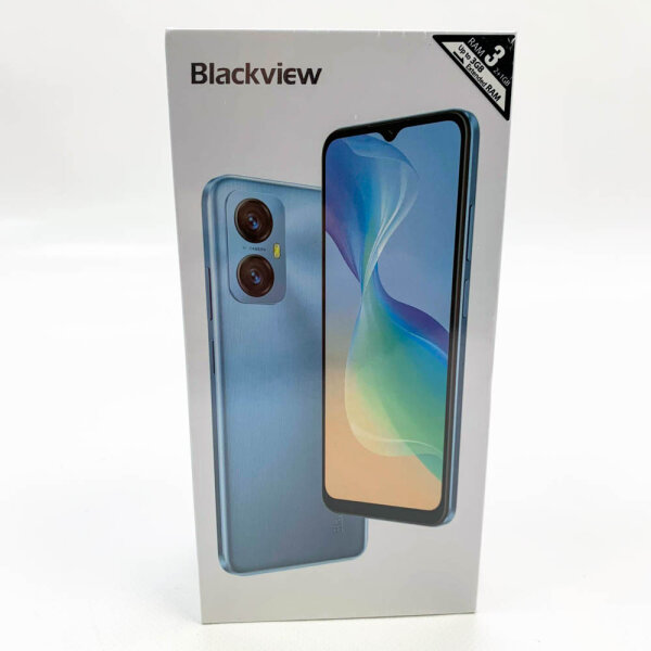 Blackview A52 Android 12 Handy ohne Vertrag, 6,5 Waterdrop Bildschirm, Octa Core 2GB 32GB (512GB Externe SD), 13MP+5MP, Dual-SIM Smartphone, 5180mAh Akku, Gesicht Entsperren&Fingerabdruck Blau