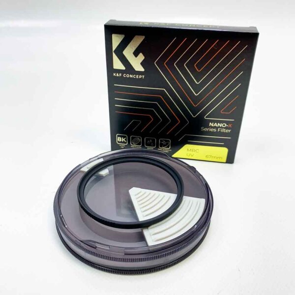 K&F Concept KF01.968A Nano X-Serie UV Filter 67mm Schott-Glas B270 28 Schichten MC Super Slim Schutzfilter Ultraviolett-Filter