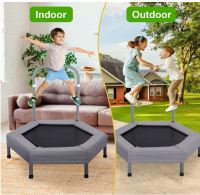 Ø102cm Kinder Trampolin Mini Fitness Trampolin Faltbarer Bungee Übungsrebounder mit verstellbarem Handlauf und gepolsterter Sicherheitshülle Indoor/Outdoor